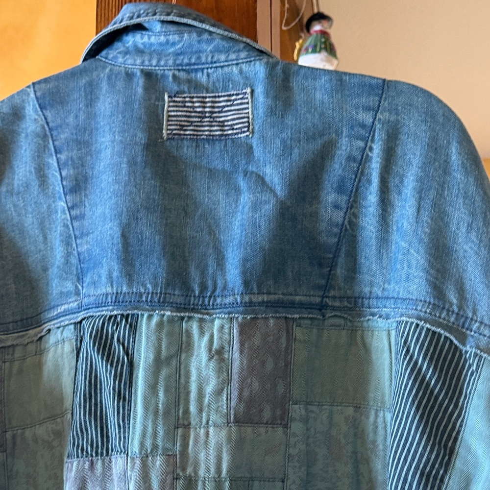 We The Free Blue Patchwork Denim Jacket - image 6
